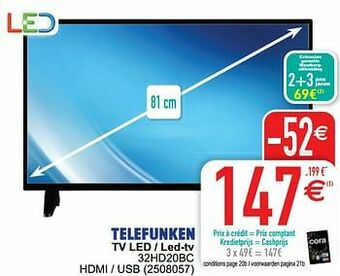 Cora Telefunken tv led - led-tv 32hd20bc aanbieding