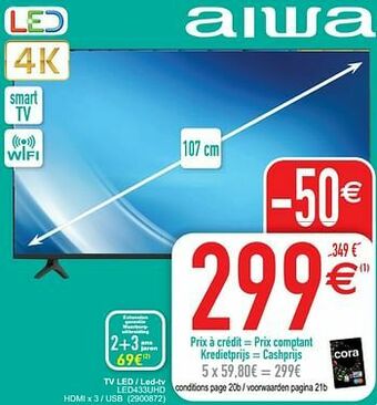 Cora Aiwa tv led - led-tv led433uhd aanbieding