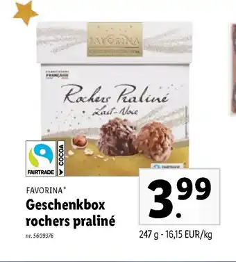 Lidl Favorina Geschenkbox rochers praline 247 g aanbieding