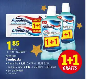 Lidl Aquafresh Tandpasta freshmint aanbieding