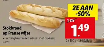 Lidl Stokbrood op Franse wijze 2 x 400 g aanbieding