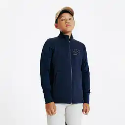 Decathlon Paardrijsweater met rits voor kinderen 500 marineblauw aanbieding