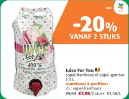 Comarkt Juice For You appel framboos of appel gember aanbieding