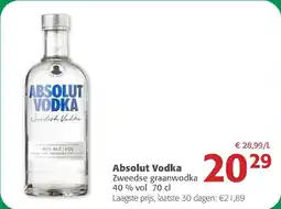 Comarkt Absolut Vodka Zweedse graanwodka 40 % vol aanbieding