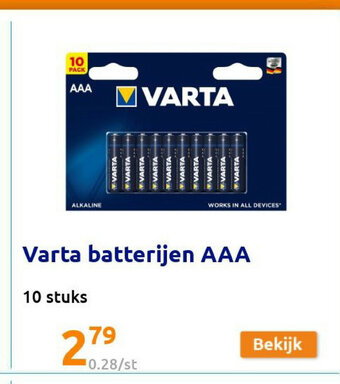 Action Varta batterijen AAA 10 stuks aanbieding