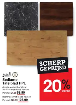 Sligro Sediamo Tafelblad HPL aanbieding