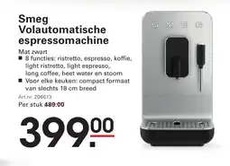 Sligro Smeg Volautomatische espressomachi■8 functies: ristretto, espresso, koffie, aanbieding