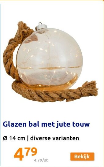 Glazen bal met jute touw