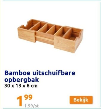 Action Bamboe uitschuifbare opbergbak aanbieding