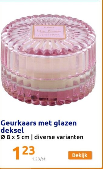 Action Geurkaars met glazen deksel aanbieding