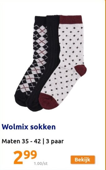 Action Wolmix sokken aanbieding