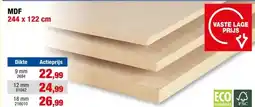 Hubo MDF plaat 244x122 cm 9mm aanbieding