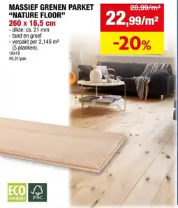 Hubo Parket Nature Floor 260x16,5x2 cm massief grenen 2,145m² aanbieding