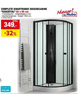 Hubo COMPLETE KWARTRONDE DOUCHECABINE ESSENTIAL 85 x 85 cm aanbieding