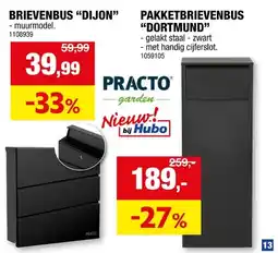 Hubo Practo Garden Dijon brievenbus zwart mat aanbieding