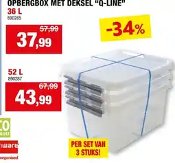 Hubo Sunware Q-Line opbergbox 52l transparant 3 stuks aanbieding