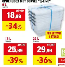 Hubo Sunware Q-Line opbergbox 15l transparant 4 stuks aanbieding