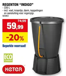 Hubo Keter Indigo regenton 220l grafiet aanbieding