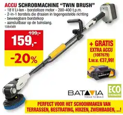 Hubo Batavia Twin Brush accu reinigingsborstel 18V Li-Ion aanbieding