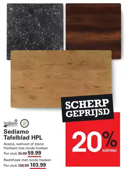 Sligro Sediamo Tafelblad HPL aanbieding
