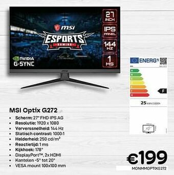 CompuDeals Msi optix g272 aanbieding