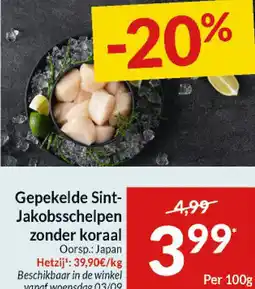 Intermarché Gepekelde Sint-Jakobsschelpen zonder koraal aanbieding