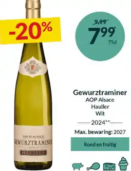 Intermarché Gewurztraminer AOP Alsace Hauller Wit aanbieding