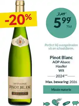 Intermarché Pinot Blanc AOP Alsace Hauller Wit aanbieding