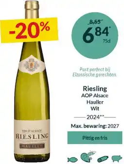 Intermarché Riesling AOP Alsace Hauller Wit aanbieding
