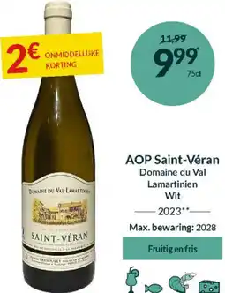 Intermarché AOP Saint-Véran Domaine du Val Lamartinien Wit aanbieding