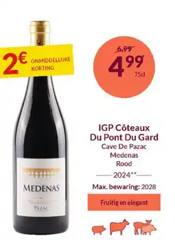 Intermarché IGP Côteaux Du Pont Du Gard Cave De Pazac Medenas Rood 2024 aanbieding