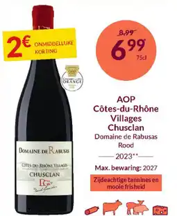 Intermarché AOP Côtes-du-Rhône Villages Chusclan Domaine de Rabusas Rood 2023 aanbieding