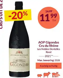 Intermarché AOP Gigondas Cru du Rhône Les Nobles Dentelles Rood 2021 aanbieding