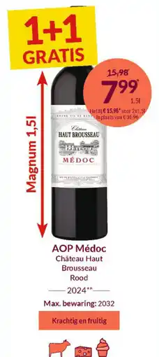 Intermarché AOP Médoc Château Haut Brousseau Rood 2024 aanbieding