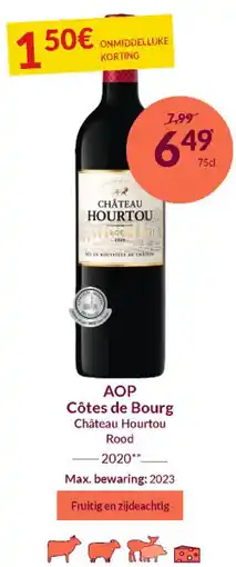 Intermarché AOP Côtes de Bourg Château Hourtou Rood 2020 aanbieding