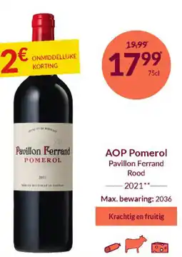 Intermarché AOP Pomerol Pavillon Ferrand Rood 2021 aanbieding