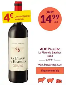 Intermarché AOP Pauillac La Fleur de Bacchus Rood 2021 aanbieding