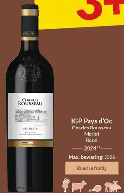 Intermarché IGP Pays d'Oc Charles Rousseau Merlot Rood 2024 aanbieding