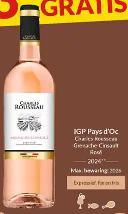 Intermarché IGP Pays d'Oc Charles Rousseau Grenache-Cinsault Rosé 2024 aanbieding