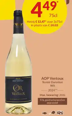 Intermarché AOP Ventoux Terroir Daronton Wit 2024 aanbieding