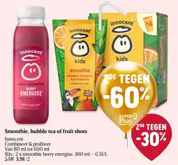 Delhaize Innocent Smoothie, bubble tea of fruit shots aanbieding
