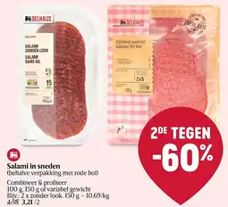 Delhaize Salami in sneden aanbieding