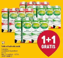 Delhaize Campina Volle of halfvolle melk aanbieding