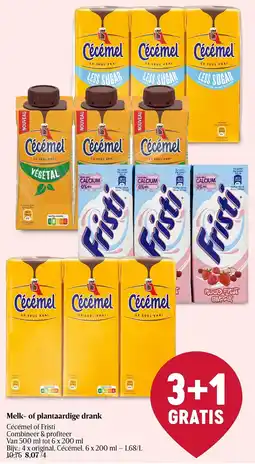 Delhaize Melk- of plantaardige drank Cécémel of Fristi aanbieding