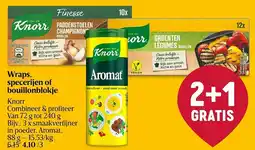 Delhaize Knorr Wraps, specerijen of bouillonblokje aanbieding