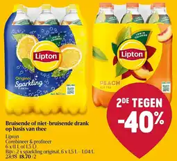 Delhaize Lipton Bruisende of niet-bruisende drank op basis van thee aanbieding