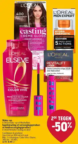 Delhaize Make-up L'Oréal make-up of Maybelline, haarkleuring of verzorgingsproduct of huidverzorgingsproduct aanbieding