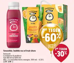 Delhaize Smoothie, bubble tea of fruit shots aanbieding
