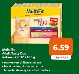 Maxi Zoo MultiFit Adult Tasty Duo natvoer kat 12 x 100 g aanbieding