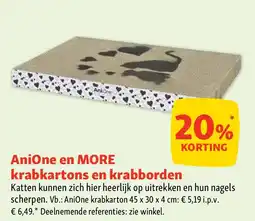 Maxi Zoo AniOne en MORE krabkartons en krabborden aanbieding
